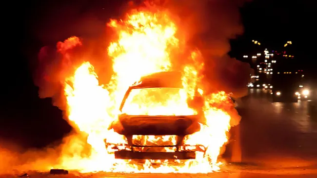 car fire riot
